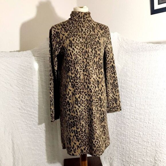 ZARA Animal Print Long Sleeve Dress Size M - Picture 1 of 6